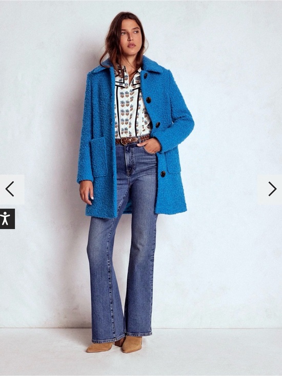Boden Jackets & Blazers - NWT Boden Women's 100% Wool Blue Bouclé Button-Up Coat size US 12